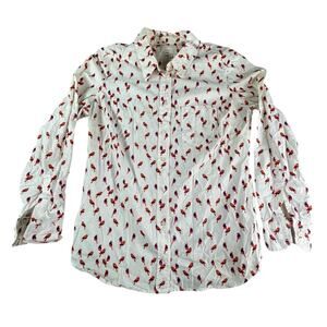 Gap Womens Blouse Medium White Long Sleeve Lightweight Business Fitted Boyfriend